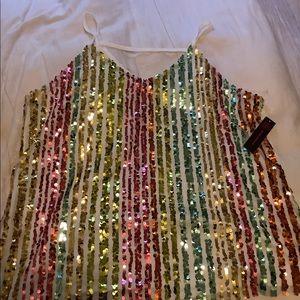 Multi colored sequined tank top